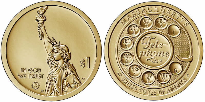 2020 D Massachusetts (Telephone) American Innovation Dollar 2020 D American Innovation Dollar
