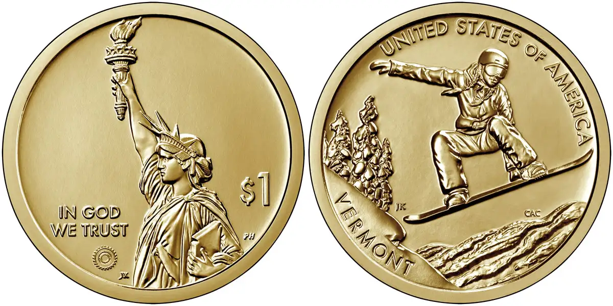 2022 D Vermont (Snowboarding) American Innovation Dollar 2022 D American Innovation Dollar