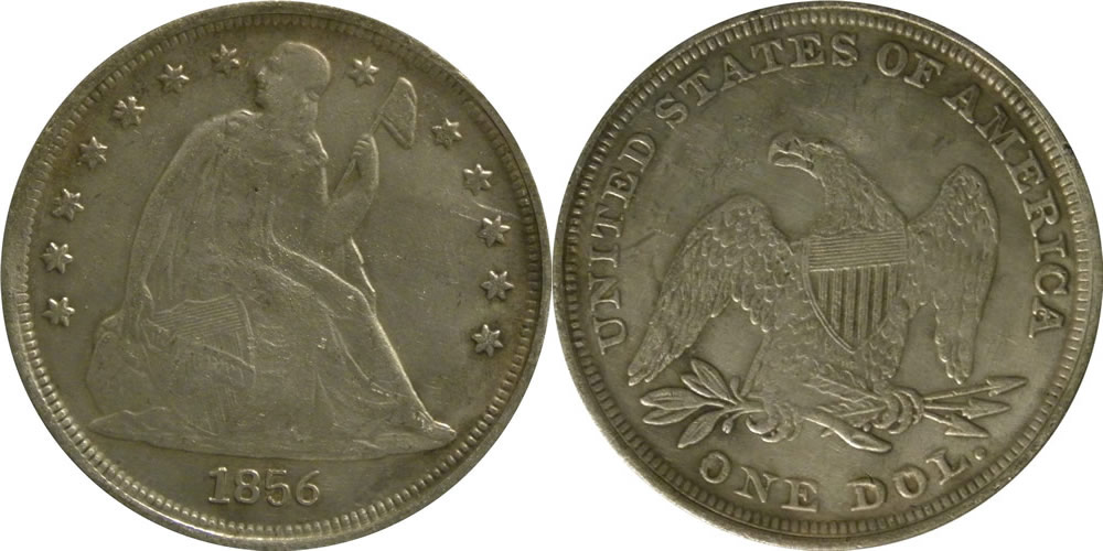 Click to Enlarge - 1856 Counterfeit Seated Liberty Dollar 1856 Counterfeit Seated Liberty Dollar