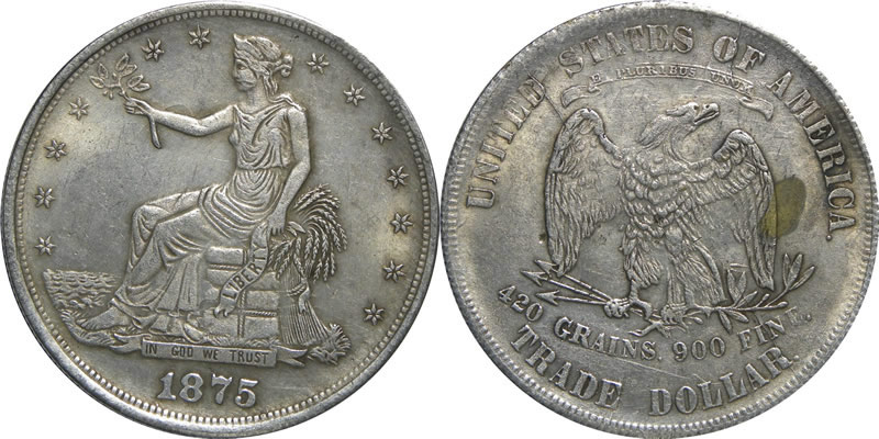 Click to Enlarge - 1875 Counterfeit Trade Dollar 1875 Counterfeit Trade Dollar