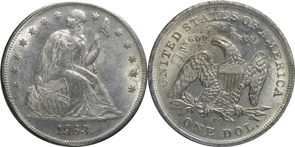 Click to Enlarge - 1963 Fantasy Seated Liberty Dollar 1963 Fantasy Seated Liberty Dollar
