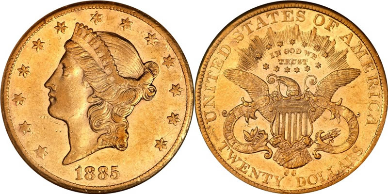 1885 CC Liberty Head Double Eagle NGC AU-50 1885 CC Liberty Head Double Eagle NGC AU-50