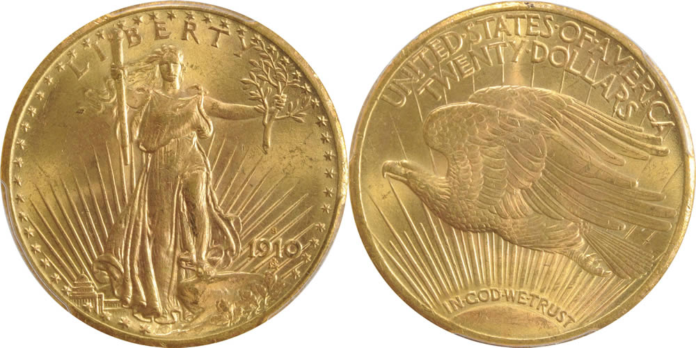1910 S Saint Gaudens Double Eagle 1910 S Saint Gaudens Double Eagle PCGS MS65