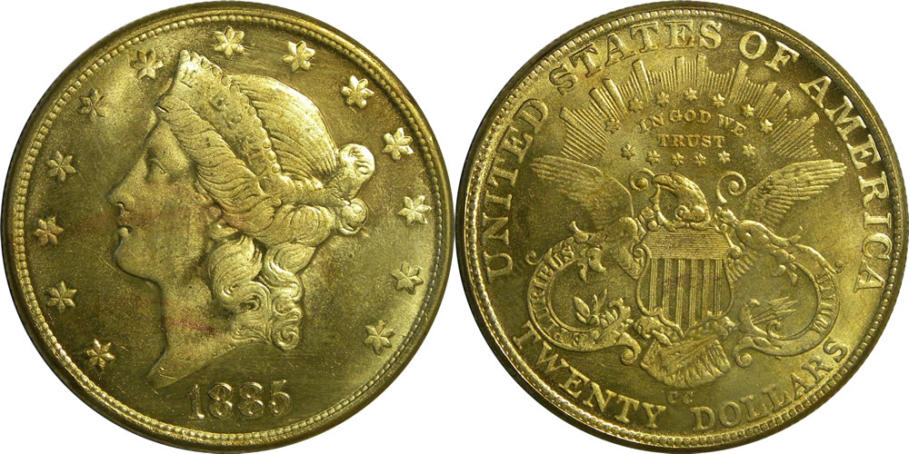 Click to Enlarge - 1885 CC Counterfeit Liberty Head Double Eagle 1885 CC Counterfeit Liberty Head Double Eagle