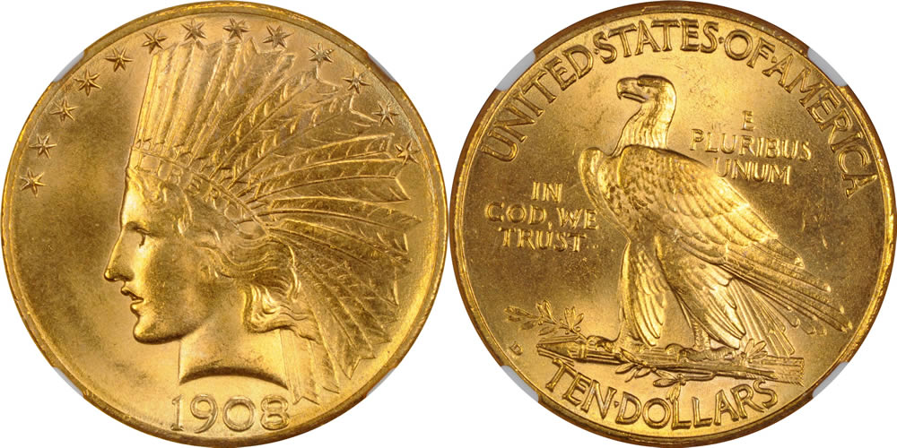 1908 D Indian Head Eagle 1908 D Indian Head Eagle