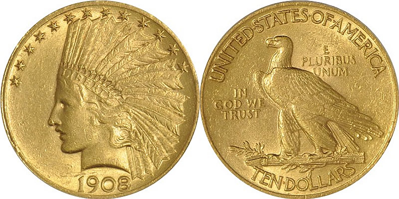 1908 Indian Head Eagle With Motto 1908 Indian Head Eagle With Motto