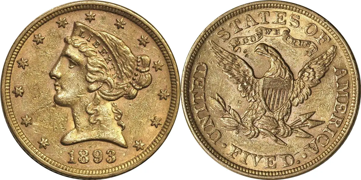 1893 Liberty Head (With Motto) Half Eagle 1893 Liberty Head (With Motto) Half Eagle