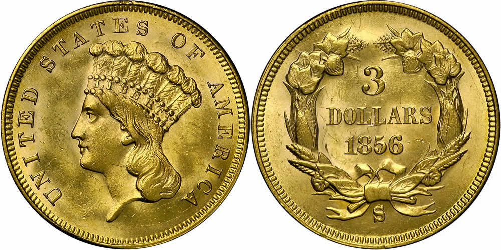 1856 S Three Dollar Gold Piece 1856 S Three Dollar Gold Piece