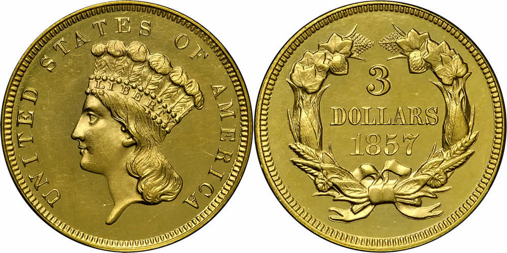 1857 Three Dollar Gold Piece 1857 Three Dollar Gold Piece