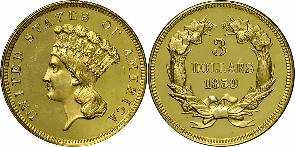 1859 Three Dollar Gold Piece 1859 Three Dollar Gold Piece