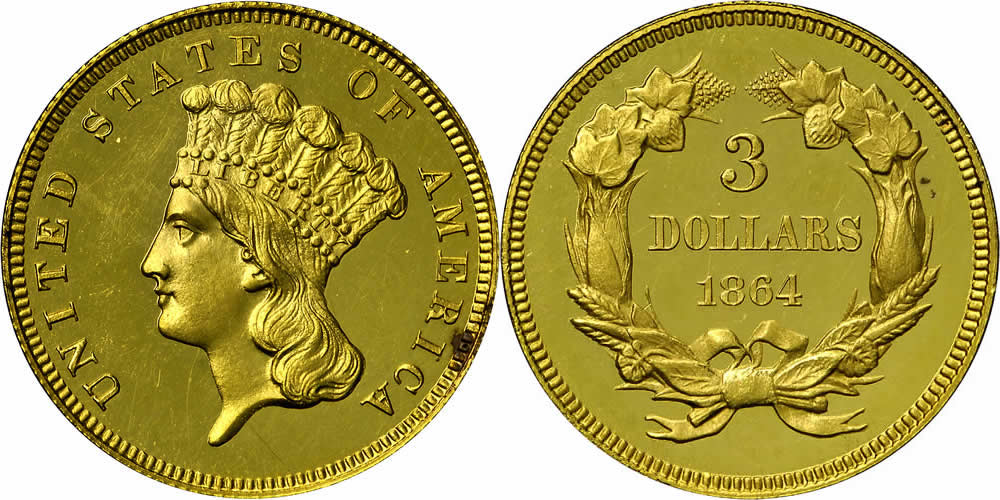 1864 Three Dollar Gold Piece 1864 Three Dollar Gold Piece