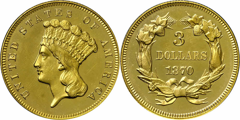 1870 Three Dollar Gold Piece 1870 Three Dollar Gold Piece