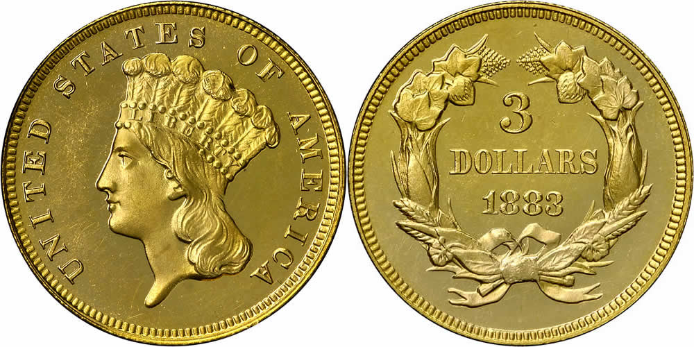 1883 Three Dollar Gold Piece 