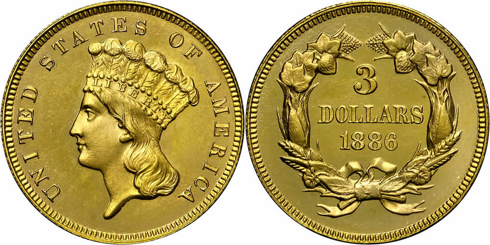 1886 Three Dollar Gold Piece 1886 Three Dollar Gold Piece