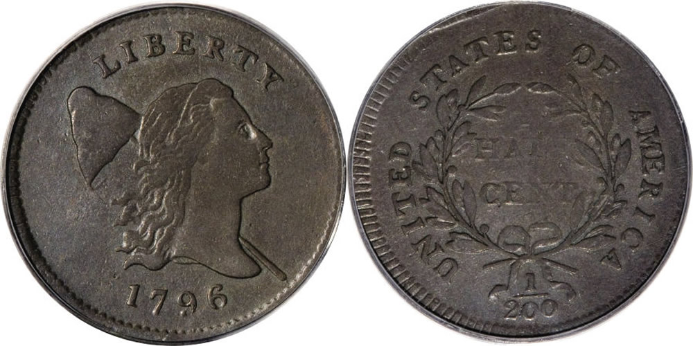 1796 Liberty Cap Bust Right Half Cent w/ Pole 1796 Liberty Cap Bust Right Half Cent w/ Pole