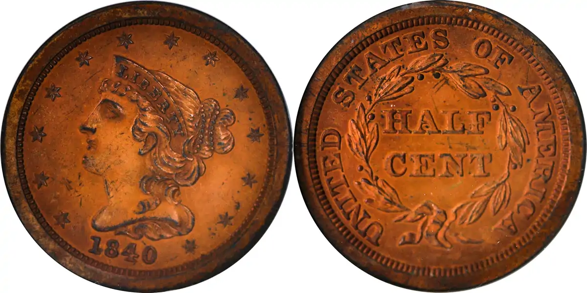 1840 Braided Hair Half Cent 1840 Proof Braided Hair Half Cent Original NGC PR64RB 1840 Braided Hair Half Cent 1840 Proof Braided Hair Half Cent Original NGC PR64RB