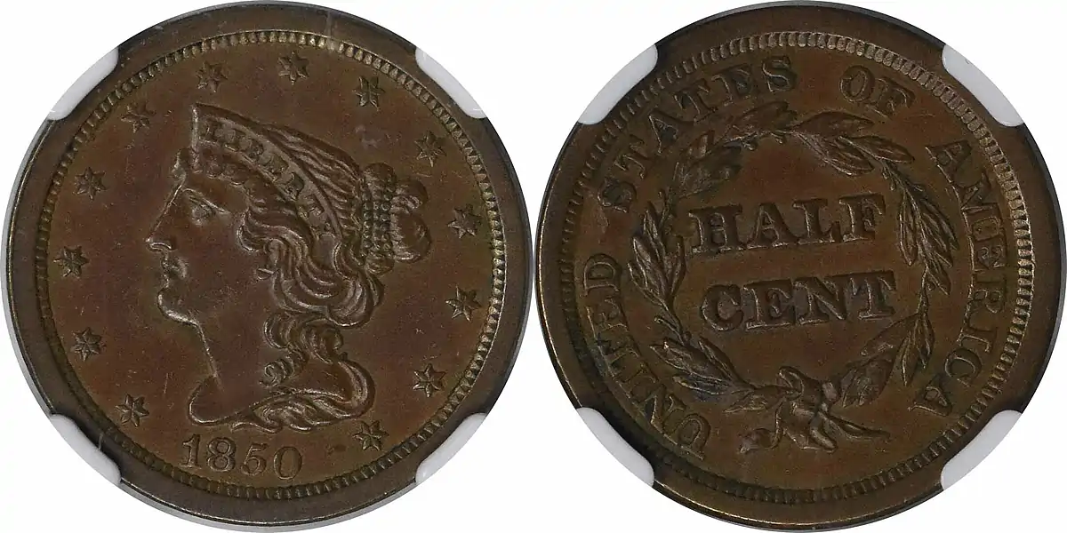 1850 Braided Hair Half Cent 1850 Braided Hair Half Cent NGC MS61BN