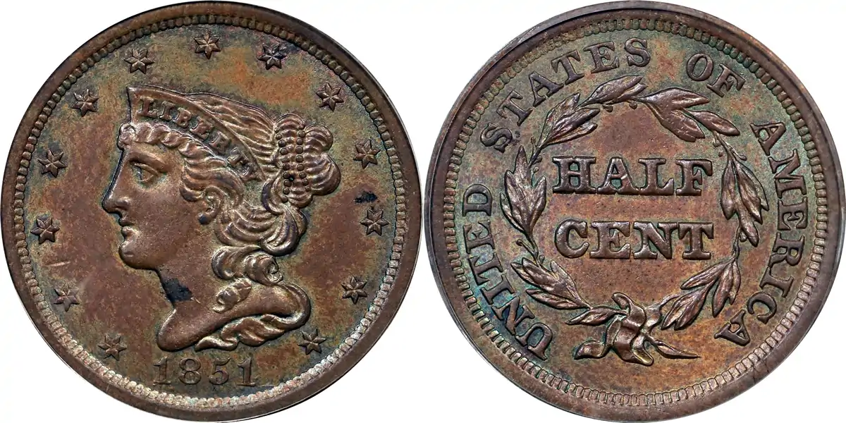 1851 Braided Hair Half Cent 1851 Braided Hair Half Cent NGC MS63BN