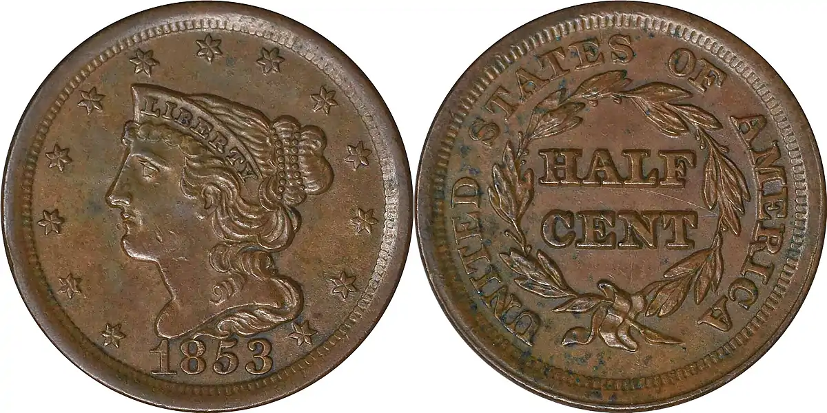 1853 Braided Hair Half Cent 1853 Braided Hair Half Cent 1853 Braided Hair Half Cent 1853 Braided Hair Half Cent