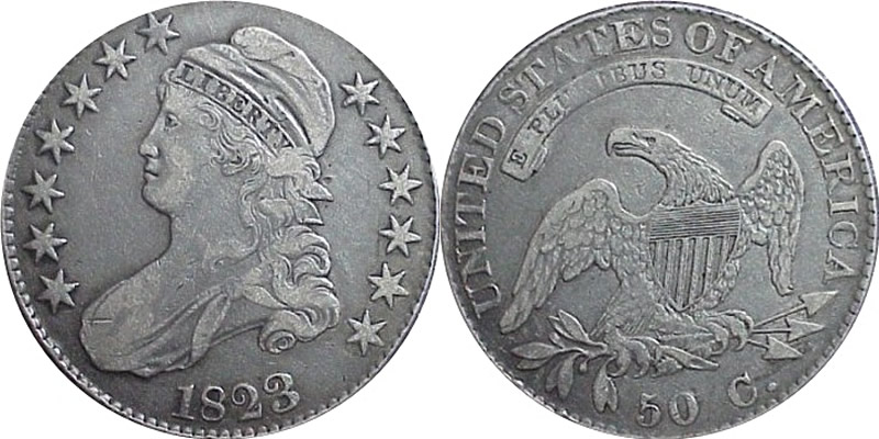 1823 Capped Bust Half Dollar Overton 108, Rarity 2 1823 Capped Bust Half Dollar Overton 108, Rarity 2