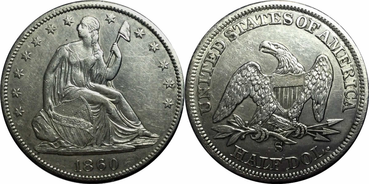 1860 S Seated Liberty Half Dollar 