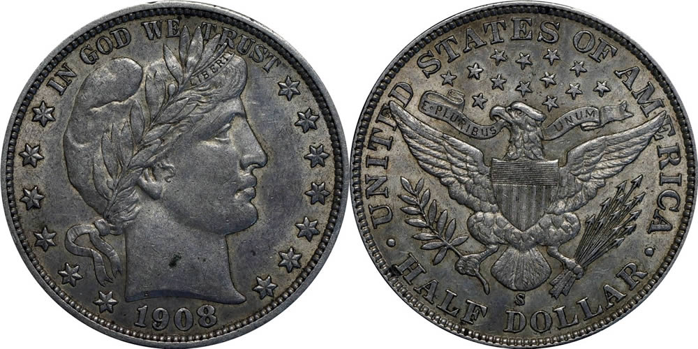 1908 S Barber Half Dollar 1908 S Barber Half Dollar