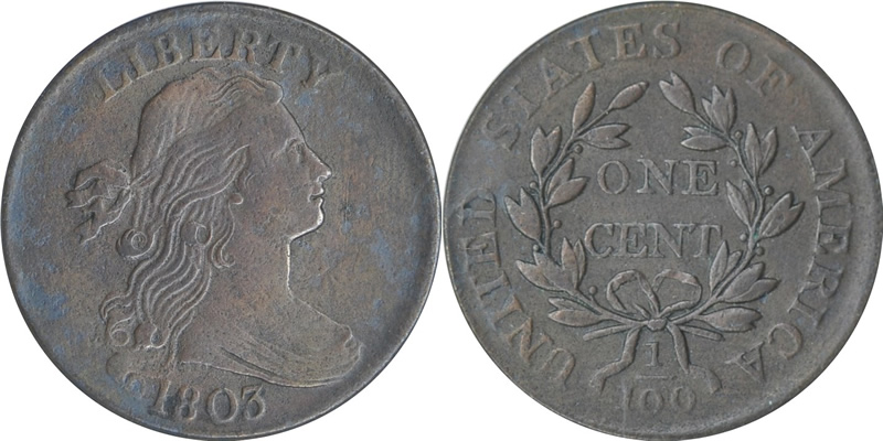 1803 Draped Bust Large Cent ANACS XF40 Details 1803 Draped Bust Large Cent ANACS XF40 Details