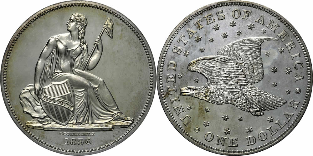 1836 One Dollar ($1), Judd-58, Pollock-61 1836 One Dollar ($1), Judd-58, Pollock-61