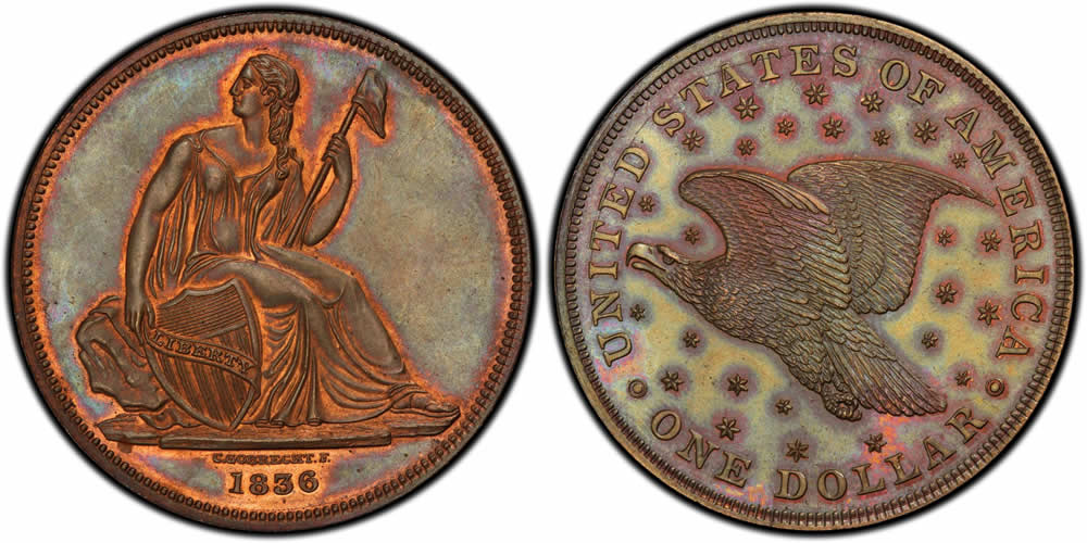 1836 One Dollar ($1), Judd-59, Pollock-62 PCGS PR65BN 1836 One Dollar ($1), Judd-59, Pollock-62 PCGS PR65BN