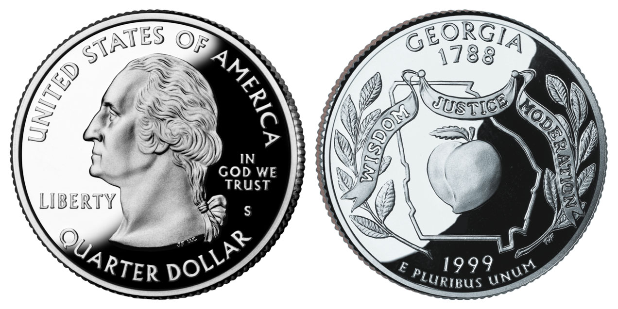 1999 S Georgia Clad Proof State Quarter 1999 S Georgia State Quarter