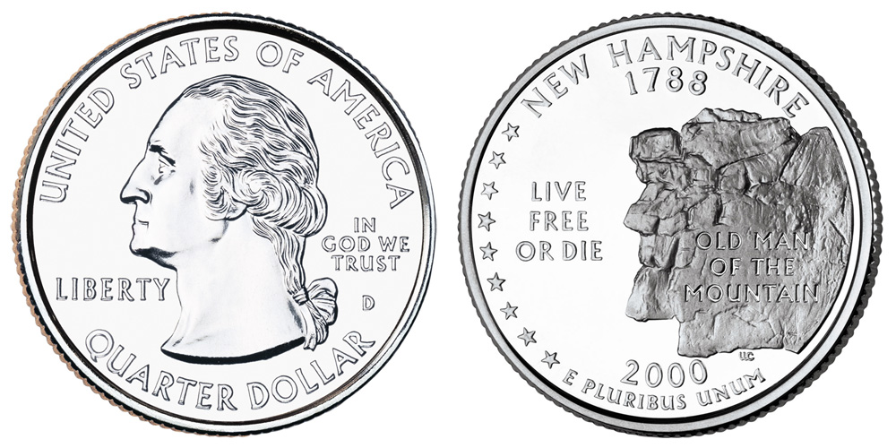 2000 D New Hampshire State Quarter 2000 D New Hampshire State Quarter