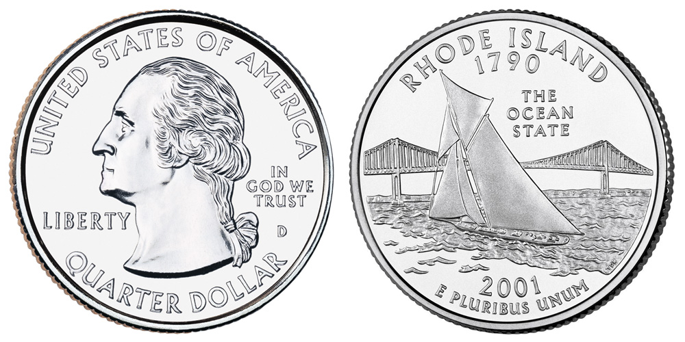 2001 D Rhode Island State Quarter 2001 D Rhode Island State Quarter