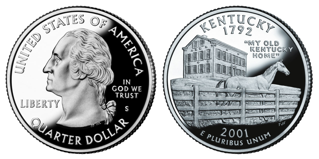 2001 S Kentucky Clad Proof State Quarter 2001 S Kentucky State Quarter