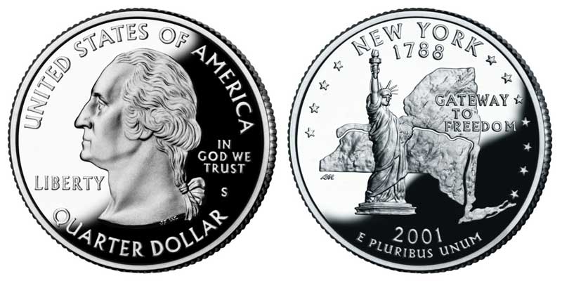 2001 S New York Clad Proof State Quarter 2001 S New York State Quarter