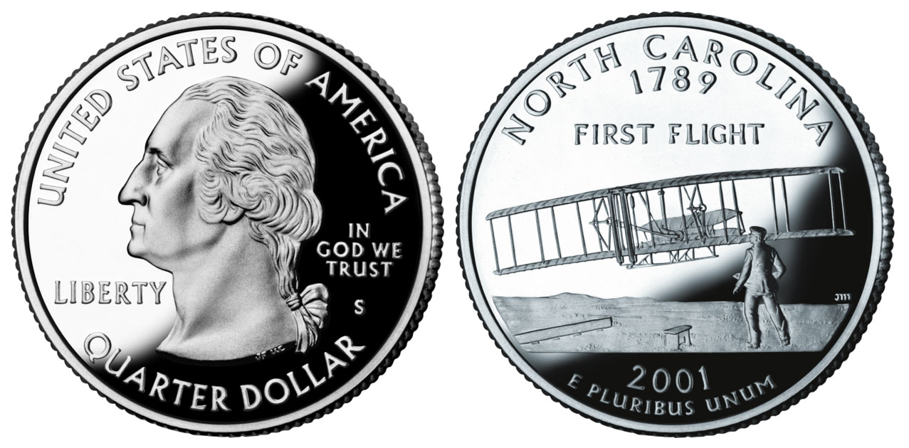 2001 S North Carolina Clad Proof State Quarter 2001 S North Carolina State Quarter