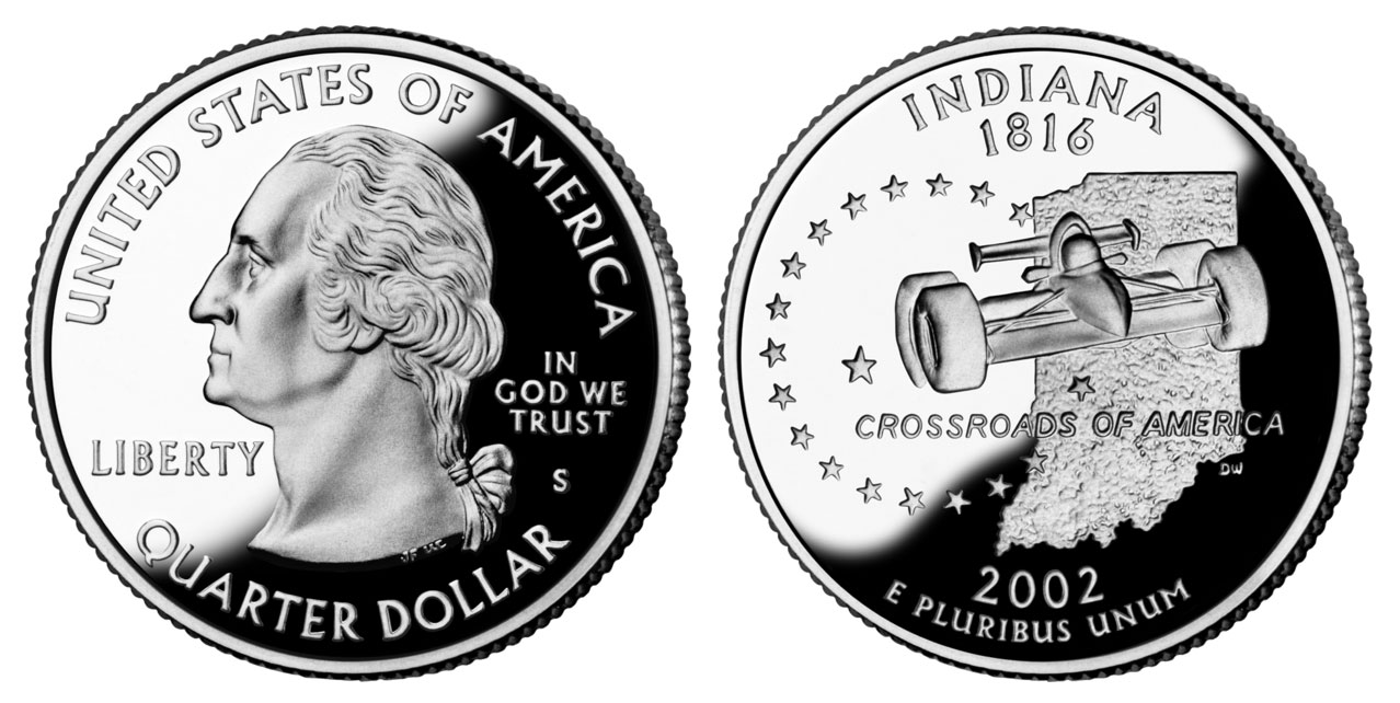 2002 S Indiana Clad Proof State Quarter 2002 S Indiana State Quarter