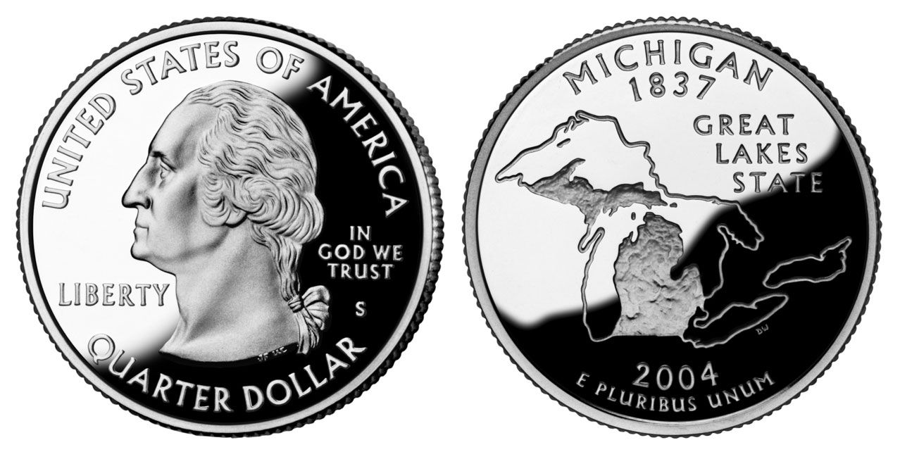 2004 S Michigan Clad Proof State Quarter 2004 S Michigan State Quarter