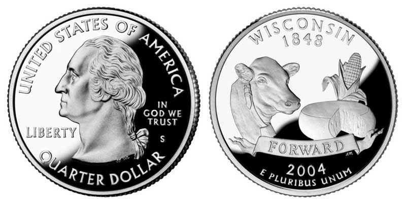2004 S Wisconsin Clad Proof State Quarter 2004 S Wisconsin State Quarter