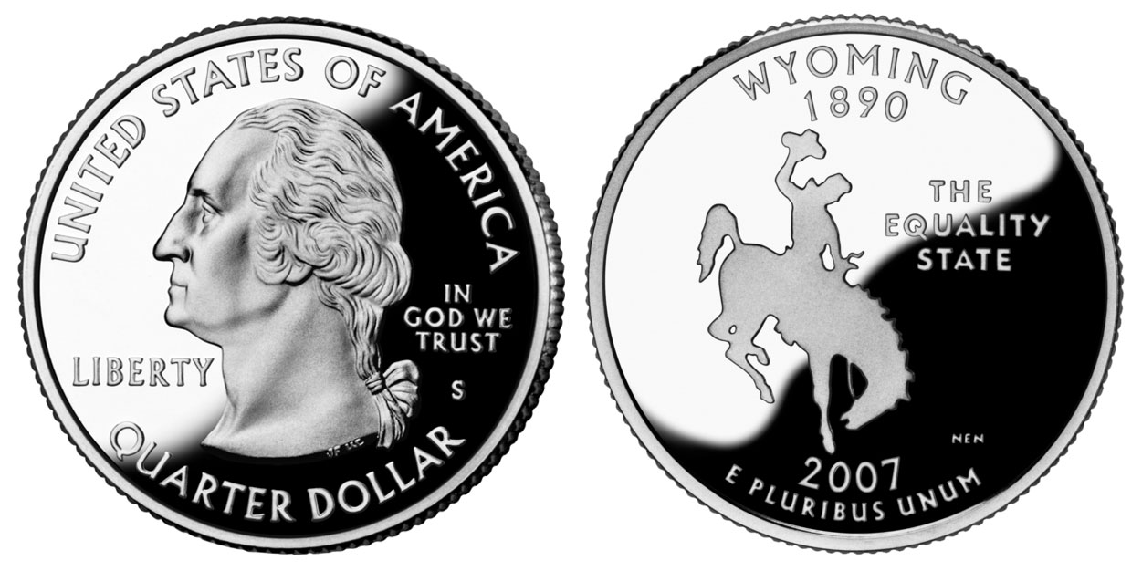 2007 S Wyoming Clad Proof State Quarter 2007 S Wyoming State Quarter
