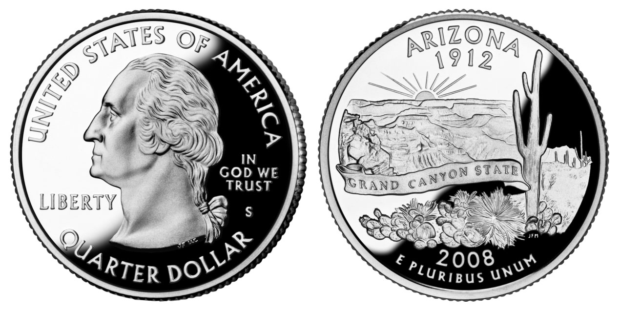 2008 S Arizona Clad Proof State Quarter 2008 S Arizona State Quarter