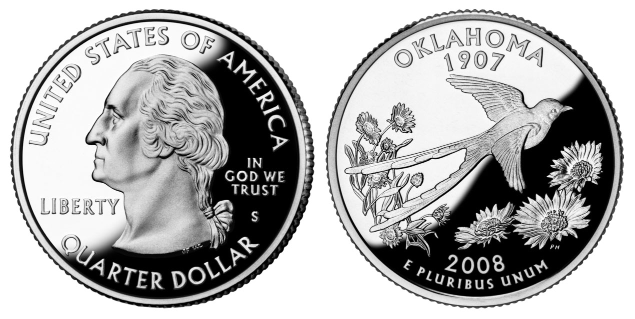 2008 S Oklahoma Clad Proof State Quarter 2008 S Oklahoma State Quarter