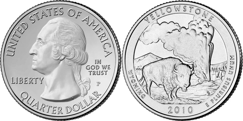 2010 P Yellowstone National Park America the Beautiful Quarter 2010 P Yellowstone National Park America the Beautiful Quarter