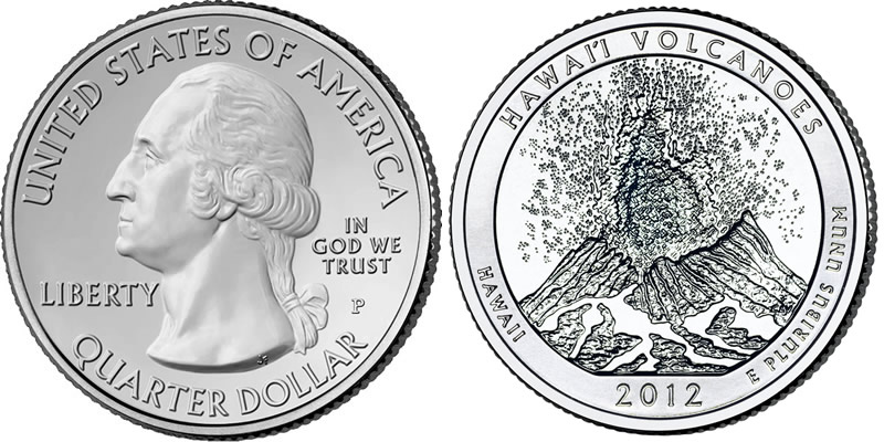 2012 P Hawaii Volcanoes National Park America the Beautiful Quarter 