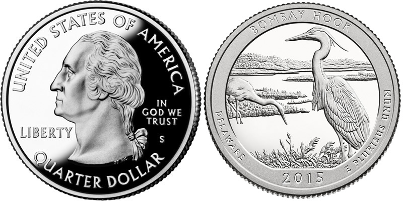 2015 S Bombay Hook National Park America the Beautiful Quarter 2015 S Bombay Hook National Park America the Beautiful Quarter