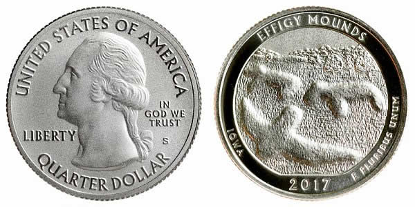 2017 S Effigy Mounds National Monument America the Beautiful Quarter 2017 S Effigy Mounds National Monument America the Beautiful Quarter