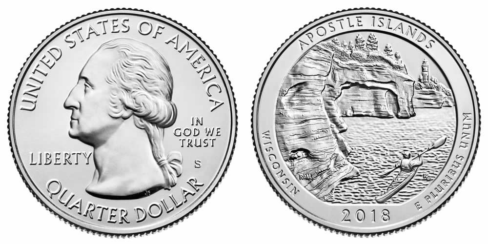 2018 S Apostle Islands National Lakeshore (Wisconsin) America the Beautiful Quarter 2018 S Apostle Islands National Lakeshore (Wisconsin) America the Beautiful Quarter