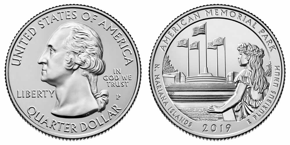 2019 P American Memorial Park (Northern Mariana Islands) America the Beautiful Quarter 2019 P American Memorial Park (Northern Mariana Islands) America the Beautiful Quarter