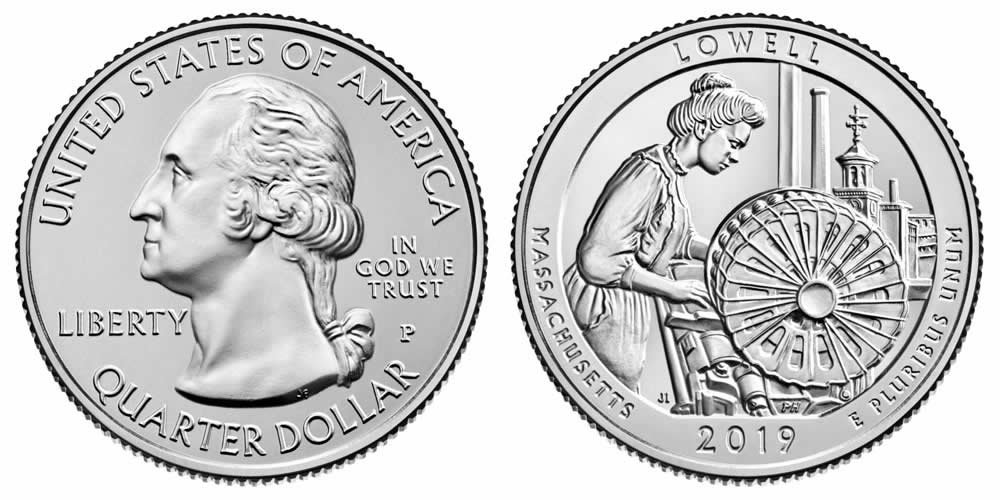 2019 P Lowell National Historical Park (Massachusetts) America the Beautiful Quarter 2019 P Lowell National Historical Park (Massachusetts) America the Beautiful Quarter