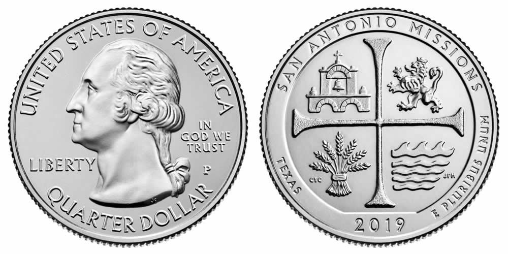2019 P San Antonio Missions National Historical Park (Texas) America the Beautiful Quarter 2019 P San Antonio Missions National Historical Park (Texas) America the Beautiful Quarter