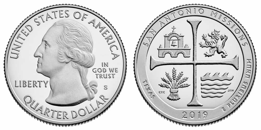 2019 S San Antonio Missions National Historical Park (Texas) America the Beautiful Quarter 2019 S San Antonio Missions National Historical Park (Texas) America the Beautiful Quarter